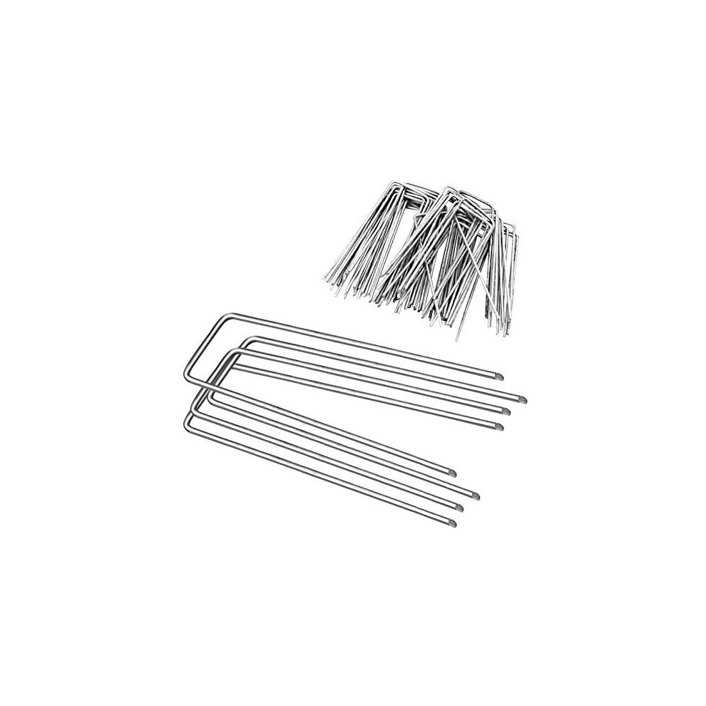 TDDL 50pcs U Shaped Garden Pegs 6'' Landscape Stakes Staples Ground Hooks Netting Nail Pins Galvanised Securing Pegs for Securely Fixing Mem