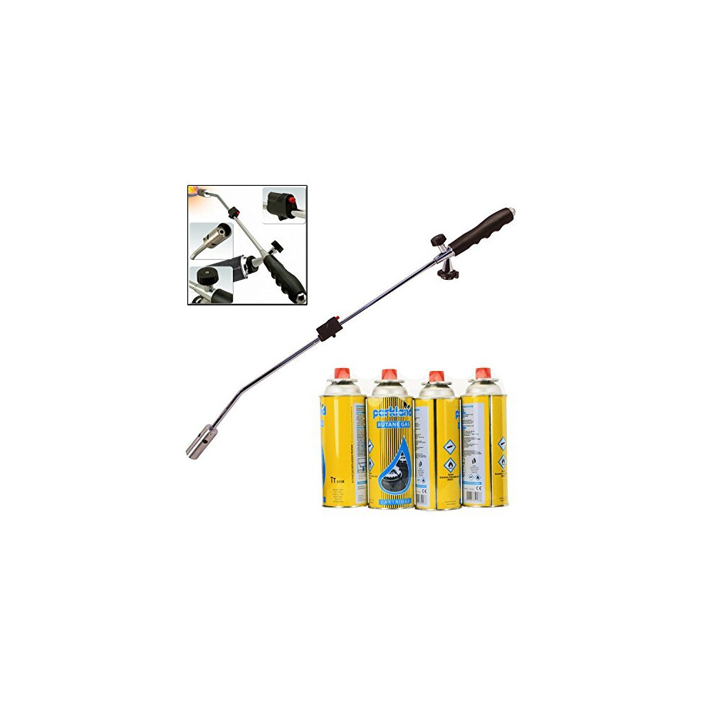 Bond Hardware Butane Gas Weed Wand Blowtorch Garden Torch Weeds Killer Burner + 4 Gas Refills