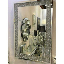 Extra Large Jewel Wall Mirror Loose Diamante New Crystal Square Decor Mirror Gift 104Cm X 74Cm
