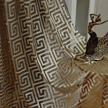 MYRU Black and Gold Sheer Curtains for Living Room Jacquard Luxury Tulle Curtains (Gold,2 x 66x90 Inch)
