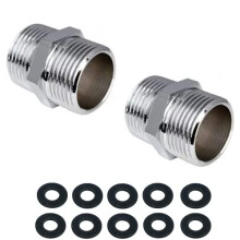 2 Pack Shower Hose Extension 1/2 Inch Shower Hose to Shower Hose Connector,Threaded Pipe Connection Male Threaded Connector Accessories