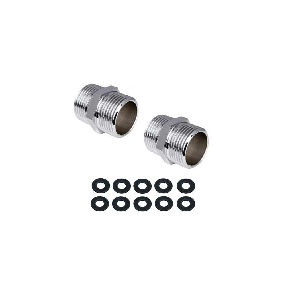 2 Pack Shower Hose Extension 1/2 Inch Shower Hose to Shower Hose Connector,Threaded Pipe Connection Male Threaded Connector Accessories
