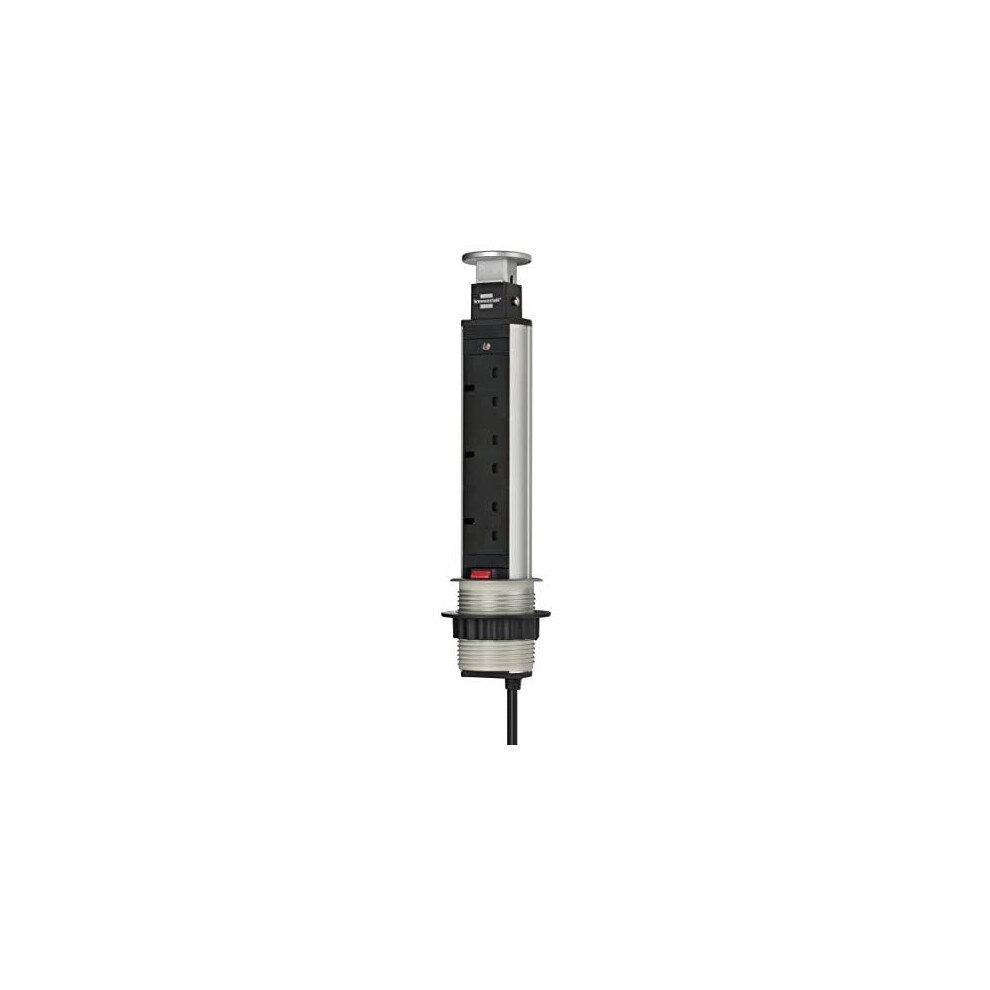 Brennenstuhl Tower Power Pop-Up Extension Socket 3-Way 2M H05vv-F 3G1.5 Retracts Into The Desktop *Gb* 4007123637461
