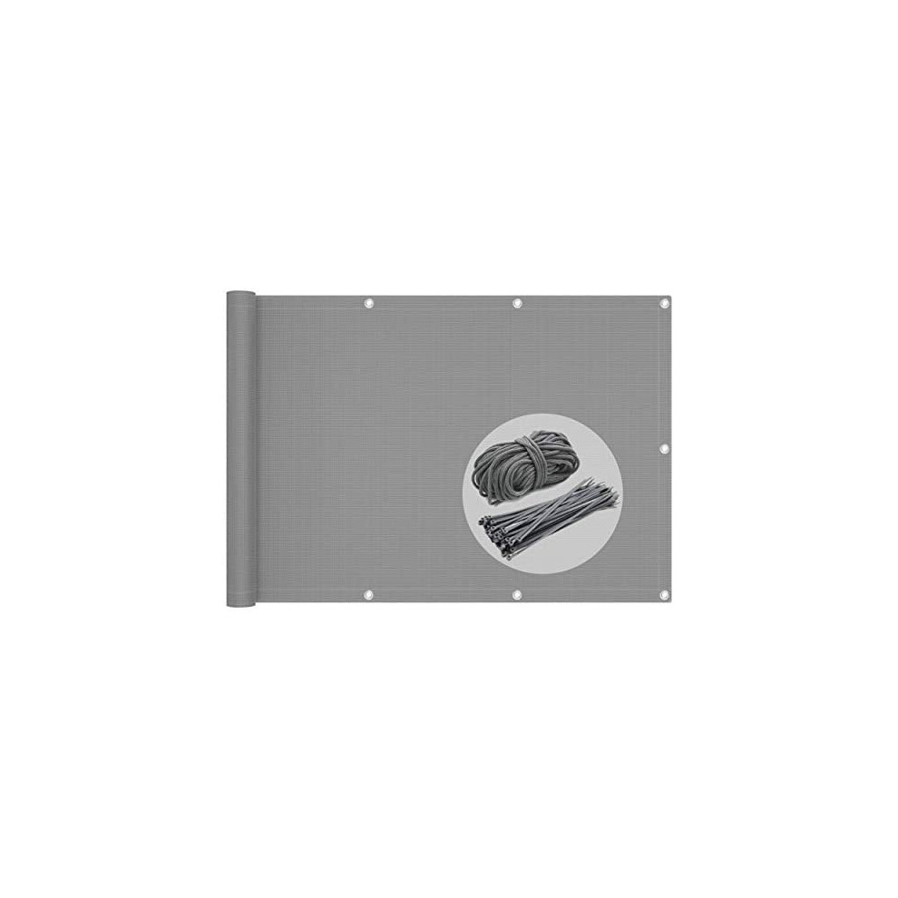 Vounot Balcony Privacy Screen, 90X600cm, Hdpe Balcony Cover, Wind And Uv Protection, Weatherproof, Grey