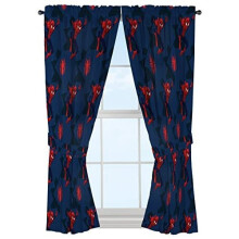 Marvel Spiderman Classic Saving The Day 63" Decorative Curtain/Drapes 4-Piece Set (2 Panels, 2 Tiebacks)