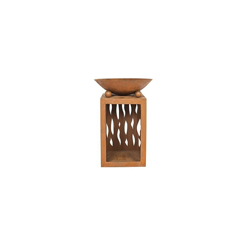 La Hacienda Ochiba Oxidised Steel Firepit with Stand, 63cm x 44cm x 44cm, Natural Rusted