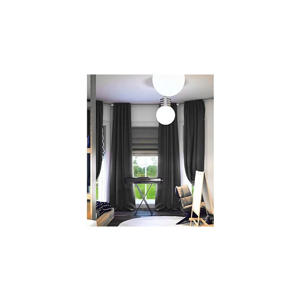Blackout Curtains for Bedroom Curtains 63 Inch Length 2 Planes Living Room Curtains & Drapes Room Darkening Window Curtains Dark Grey Outlet