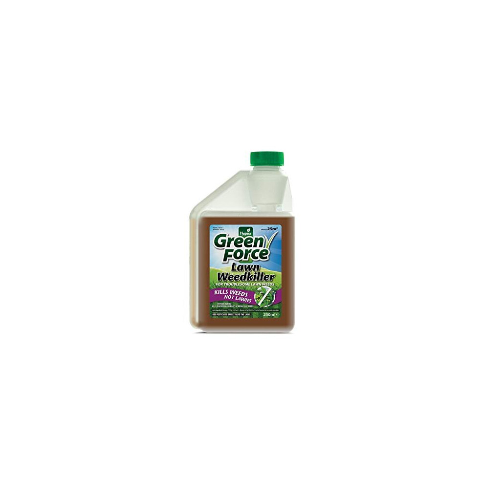 Greenforce G60232UK 250ml Lawn Weedkiller of All Broadleaf and Nuisance Weeds, Clear