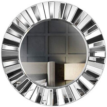 CARME Knightsbridge - Luxury Wall Round Mirror 3D Mirrored Glass Effect Design For Bedroom Living Room Hallway (Grey Silver)
