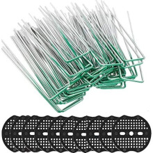 KAHEIGN 50Pcs Garden Peg Set, 15CM U-shaped Rust Resistant Steel Lawn Staples Ground Securing Pegs with Buffer Washer for Securing Fabric Me