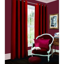 Luxurious Quality Fully Lined THERMAL BLACKOUT EYELET CURTAINS Readymade Ready To Hang Ring Top Pair Of Curtains (66" x 90", Deep Red)