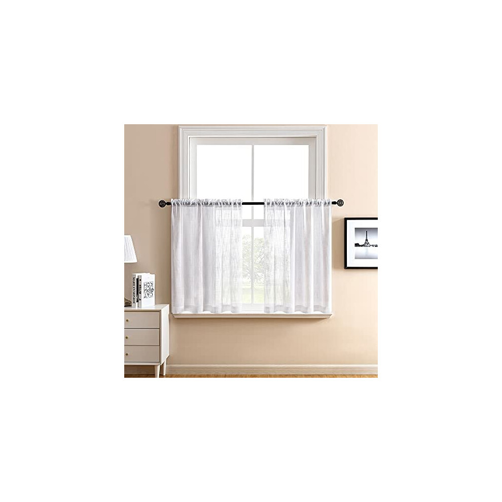 XTMYI Rideaux transparents blancs de 76,2 cm de long pour demi-petites fentres, ensemble de rideaux courts pour salle de bain, chambre d'enfant,