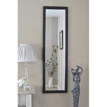 MirrorOutlet Large Black Contempory Design Big Dress Wall Mirror 4Ft3 X 1Ft3 130cm X 38cm, Wood, 130x38