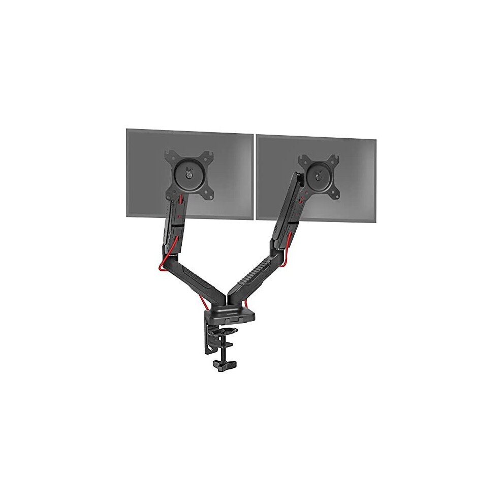 Duronic Monitor Arm Stand Dmdc52 | Double Gas-Powered Pc Desk Mount | | Height Adjustable | For Two 13-24 Led Lcd Screens | Vesa 75/100 | 6 Black 5060184209205