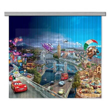 Disney AG Design Cars Kids Curtains/3D Photo Print, Polyester, Multi-Colour, 180 x 160 cm