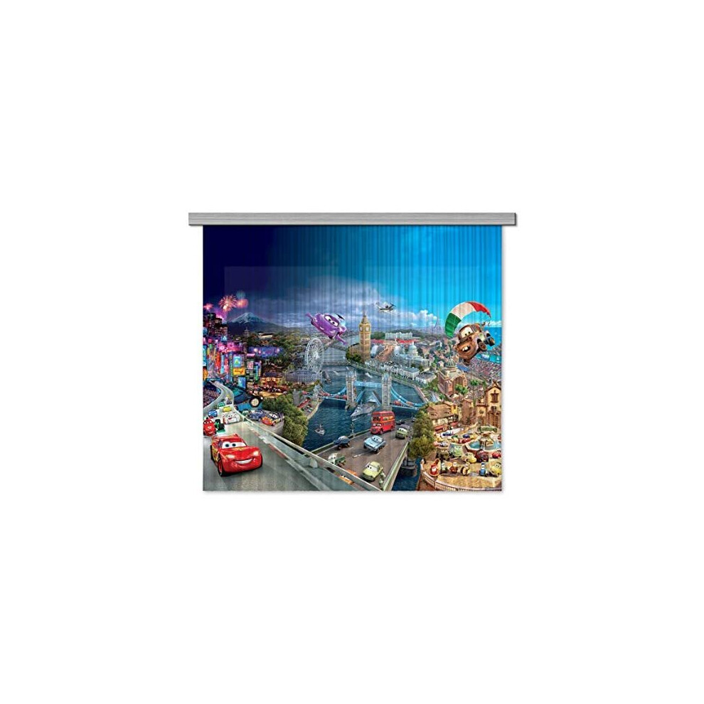 Disney AG Design Cars Kids Curtains/3D Photo Print, Polyester, Multi-Colour, 180 x 160 cm