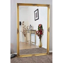 MirrorOutlet X Large Gold Antique Bevelled Dressing Wall Mirror 5Ft6 X 3Ft6 (168cm X 107cm)
