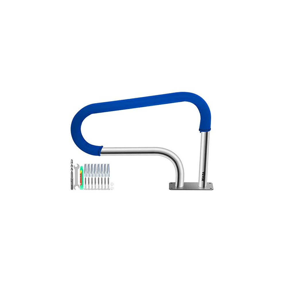 VEVOR Pool Handrail, 32" x 22.5" Swimming Pool Stair Rail, 304 Stainless Steel Stair Pool Hand Rail Rated 375lbs Load Capacity, Pool Rail with Qu