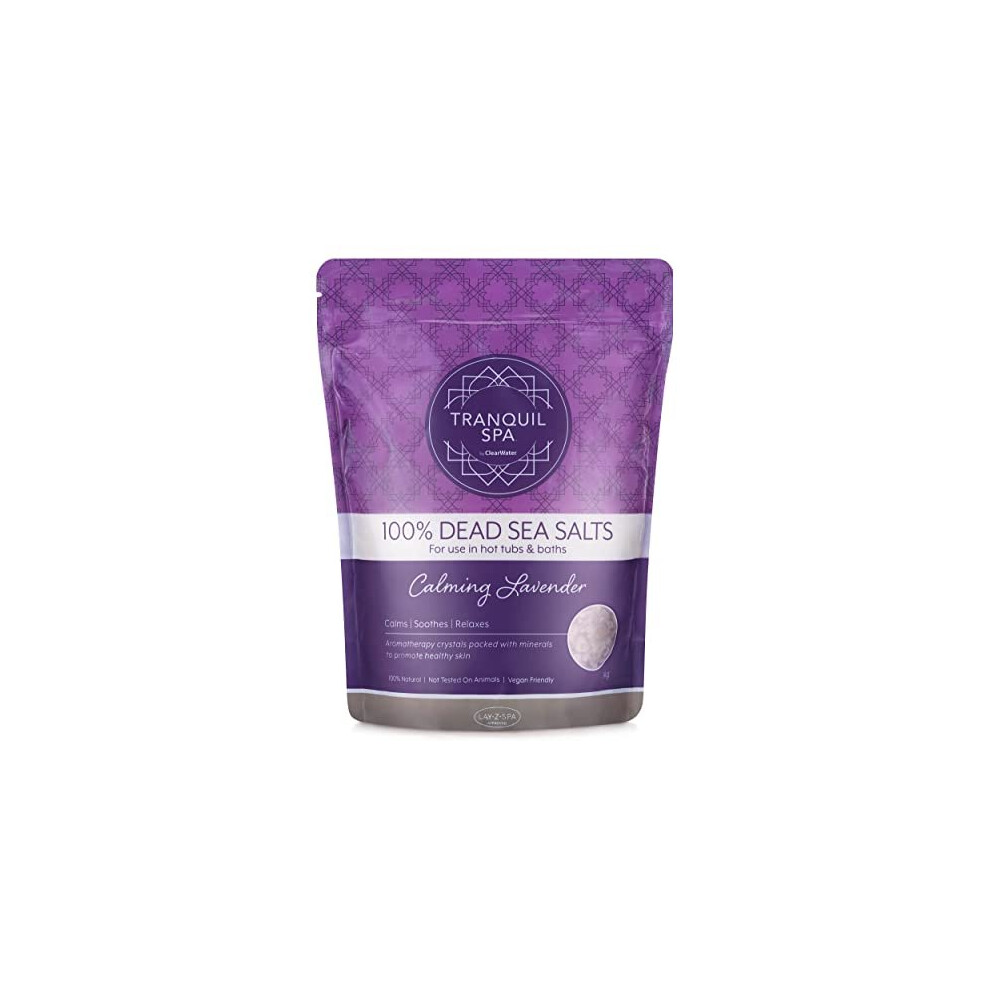 Clearwater Tranquil Spa 100% Dead Sea Salt 1KG, Bath and Hot Tub Salts, Hot Tub Fragrance, Natural Minerals, Calming Lavender