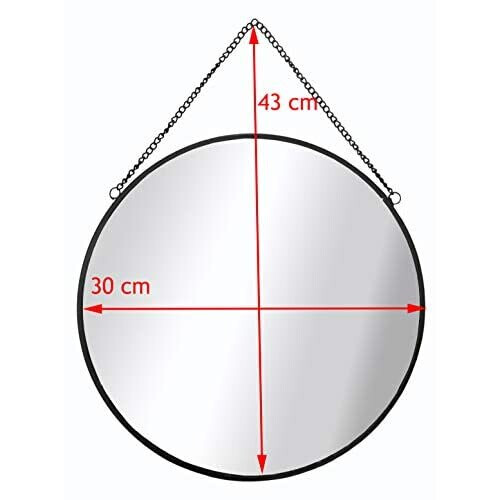GreyZouq Black 30cm Round Mirror for Wall Mounting 2