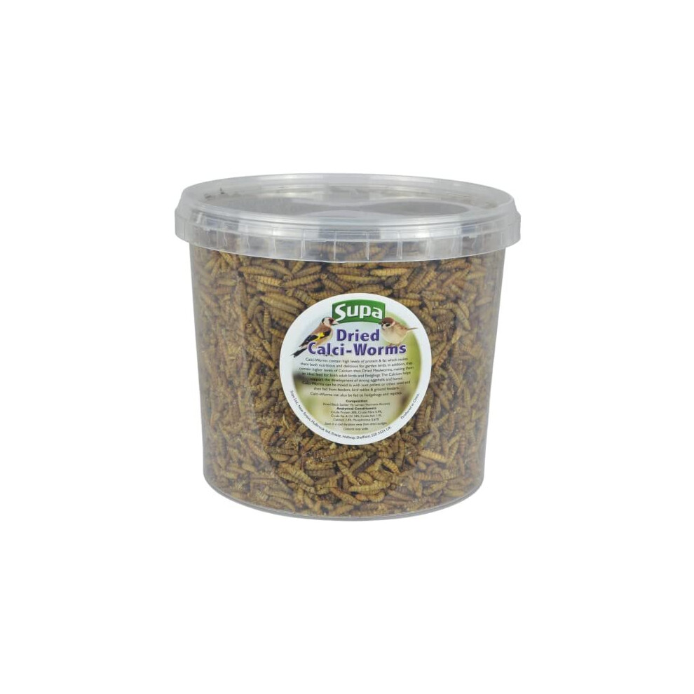 Supa Dried Calci Worms for Wild Birds, 3 Litre Bucket, High Energy Protein Rich Treat For Garden Birds, Attract More Birds To Your Garden, Qualit