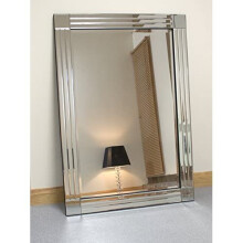 Barcelona Trading Molly Silver Glass Framed Rectangle Bevelled Wall Mirror 48" x 32" Extra Large, YC020-8