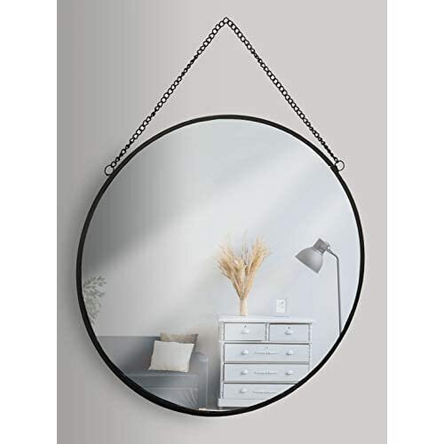 GreyZouq Black 30cm Round Mirror for Wall Mounting