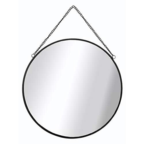 GreyZouq Black 30cm Round Mirror for Wall Mounting 1