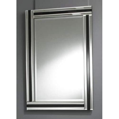 Chic Concept Modern Art Deco Black & Clear Rectangular Strip Wall Mirror-90 x 60cm 1