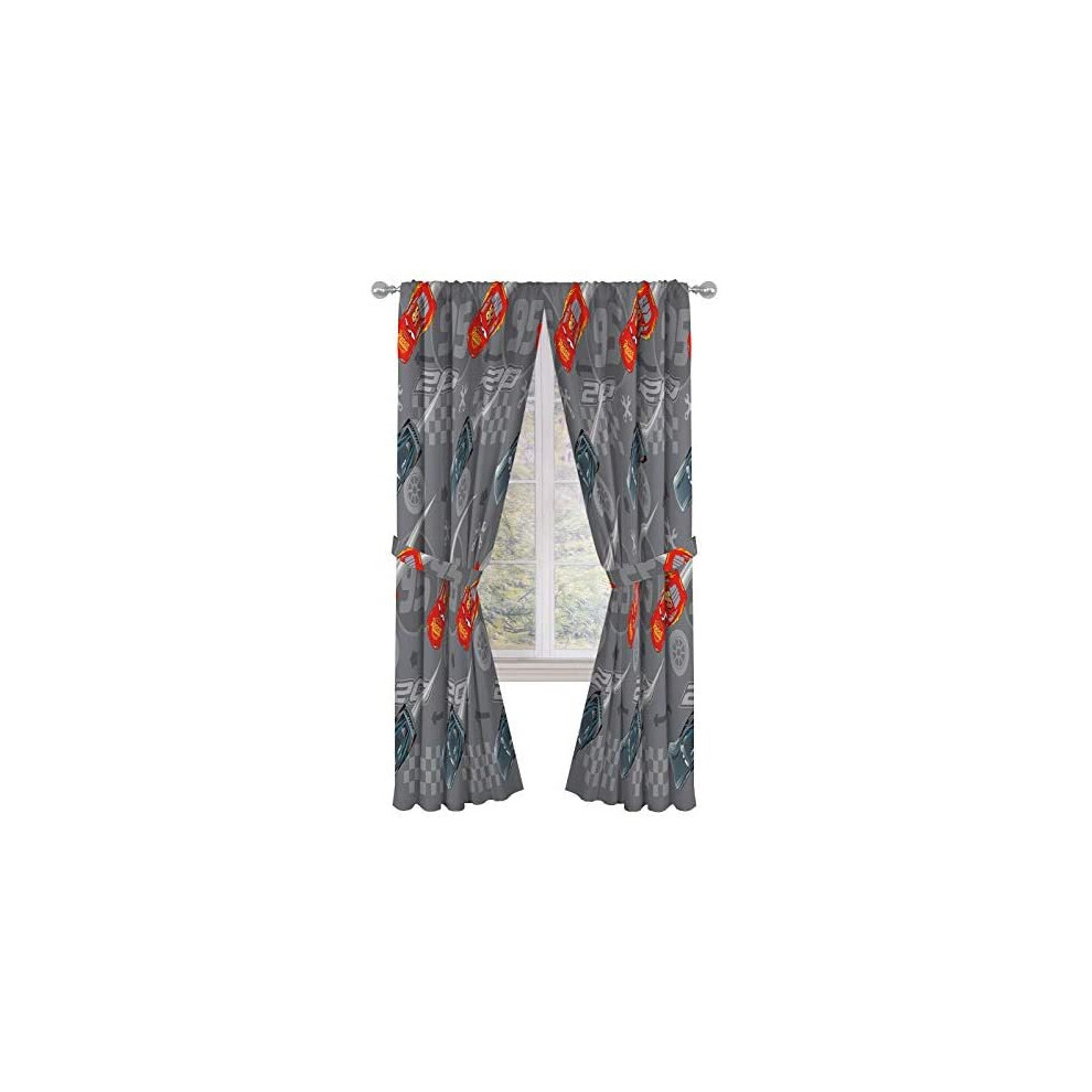 Disney Pixar Cars Lighnting Speed 84" Inch Drapes - Beautiful Room Décor & Easy Set Up, Bedding Features Lightning McQueen - Curtains Includ