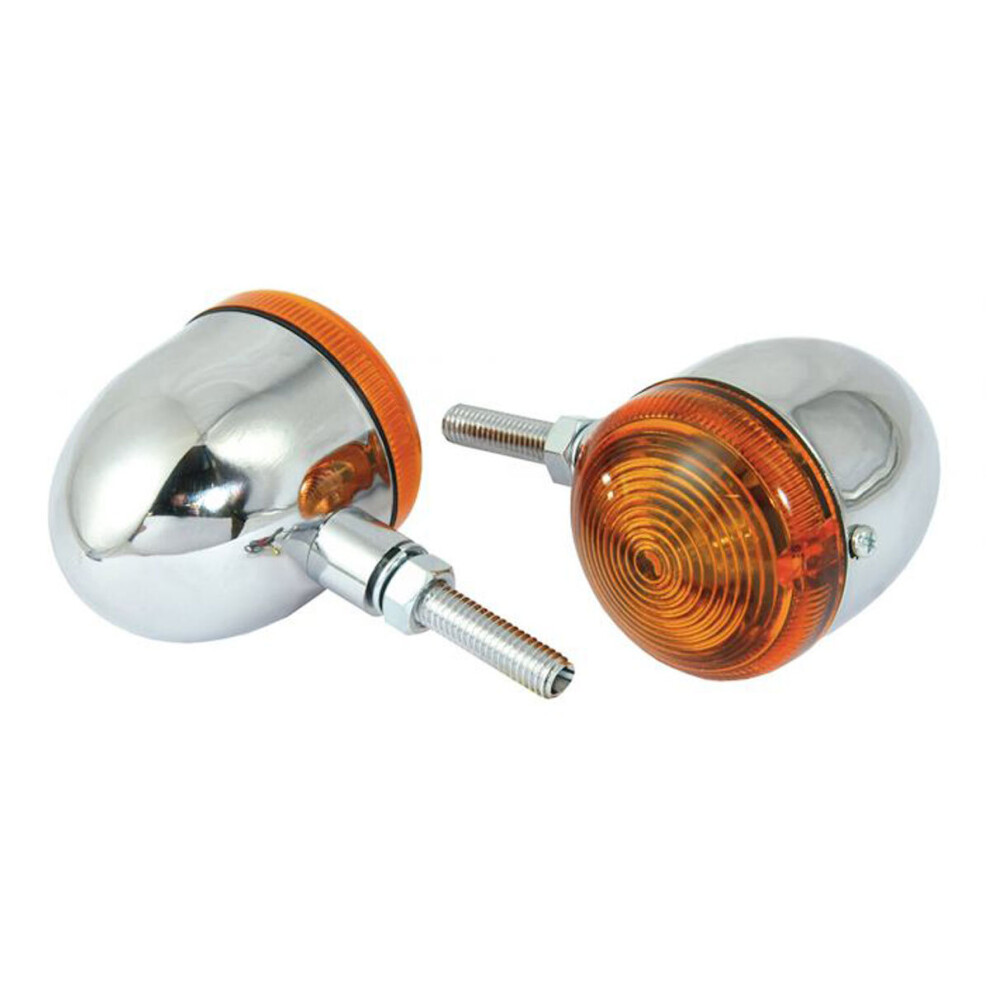 Bike It Short Stem Bullet Indicators With Chrome Body & Lens Amber 5034862058126