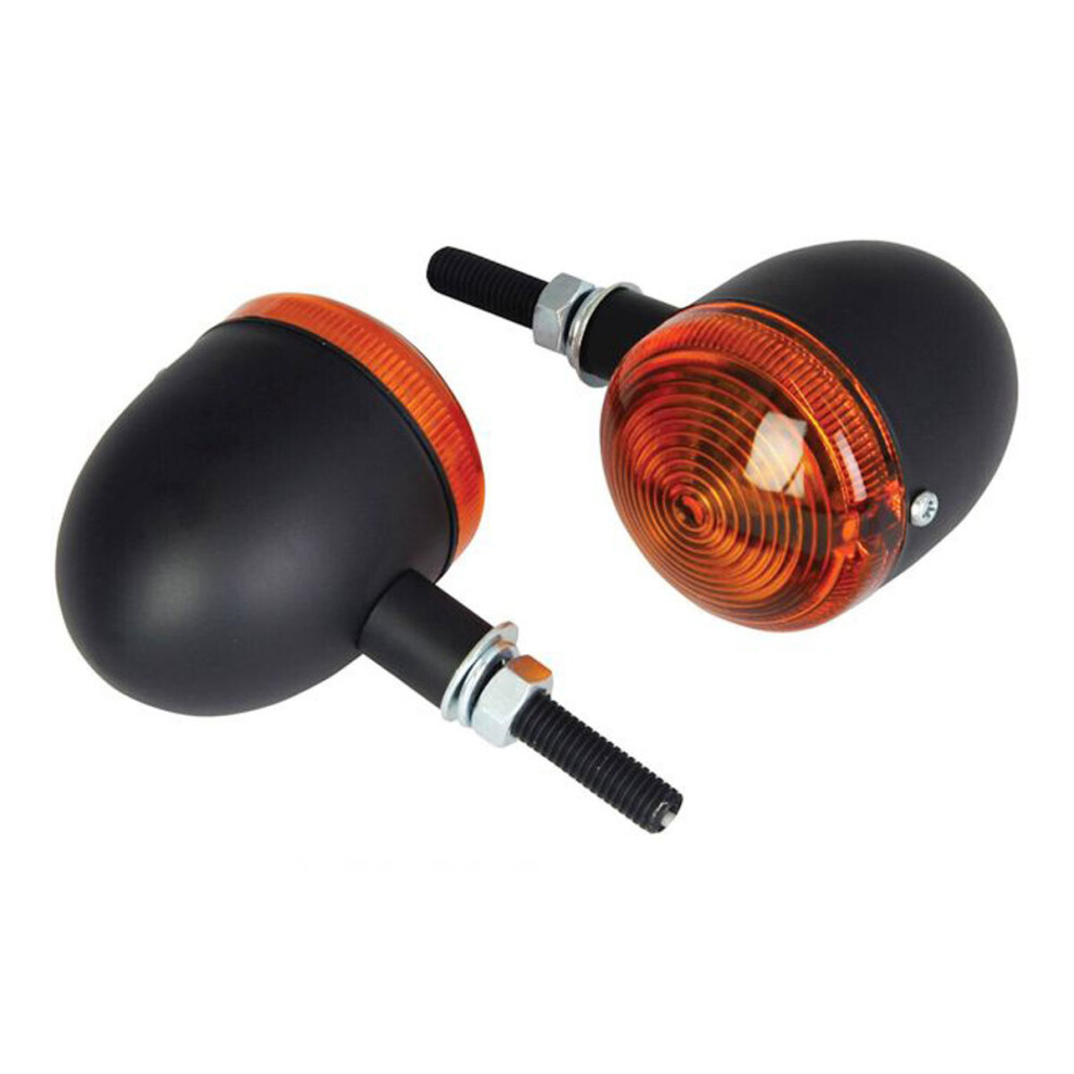 Bike It Short Stem Bullet Indicators With Body & Lens Black/Amber 5034862343093