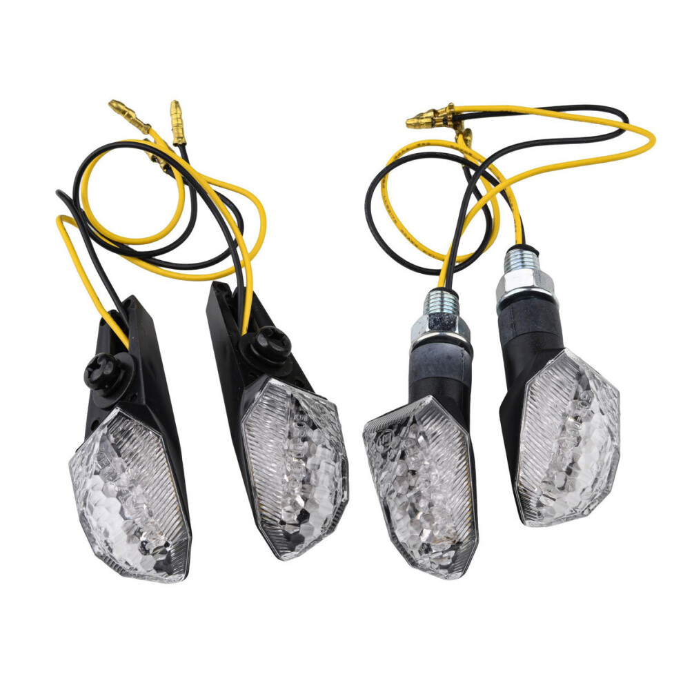 Bike It Short Stem Front & Rear Led Apex Indicators With Clear Lens Black 5034862317636