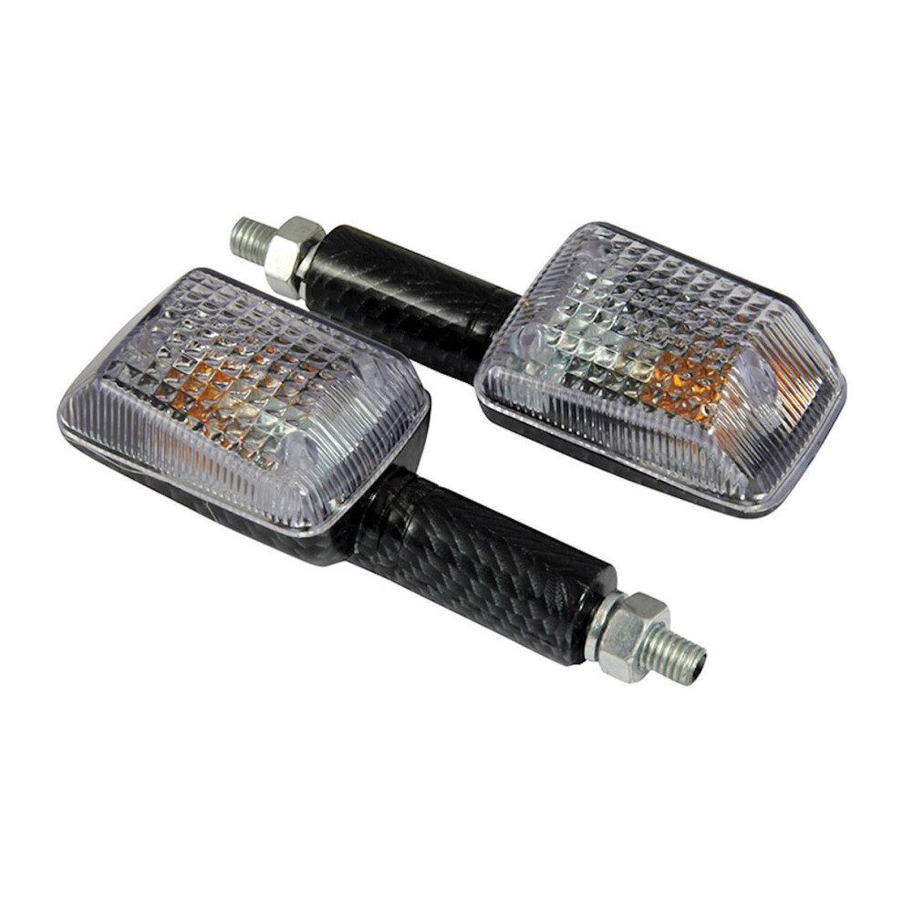 Bike It Long Stem Mini Indicators With Carbon Body & Clear Lens 5034862206145