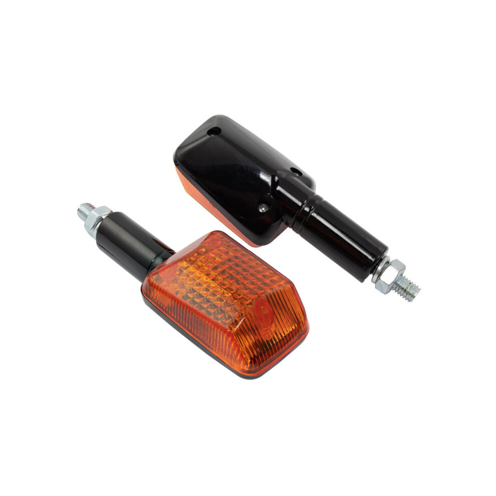 Pair Of Motorcycle Indicators Long Stem Mini Black Body And Amber Lens Universal - Image 8