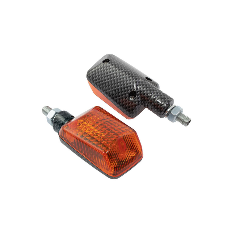 Bike It Short Stem Mini Indicators With Carbon Body & Lens Amber 5034862057334