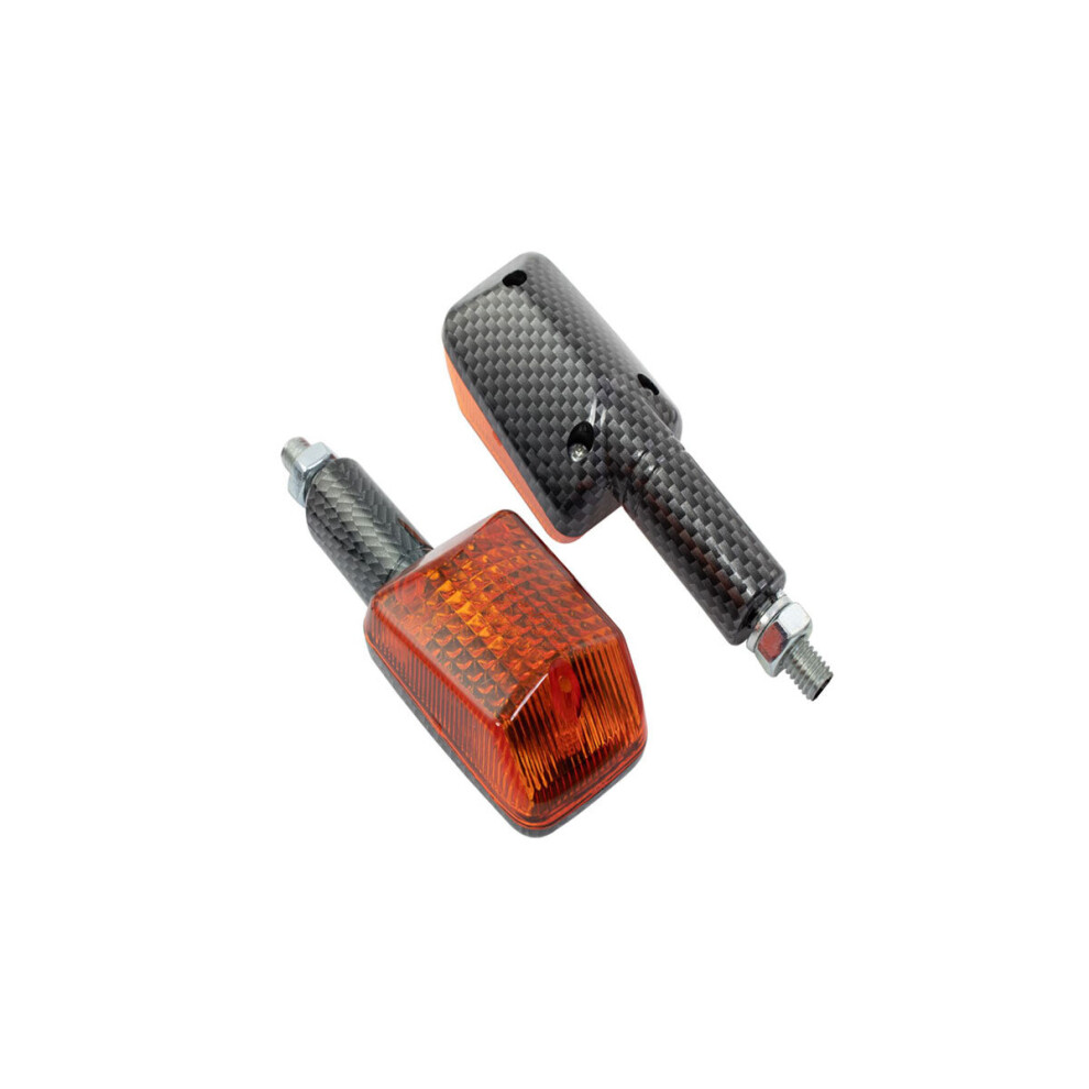 Bike It Long Stem Mini Indicators With Carbon Body & Lens Amber 5034862057341