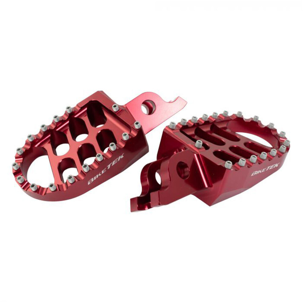 Biketek Mx Forged Wide Platform Footpegs For Honda Cr125r 02-07 / Cr250r 02-07 / Crf150r 07-21 Red 5034862350497