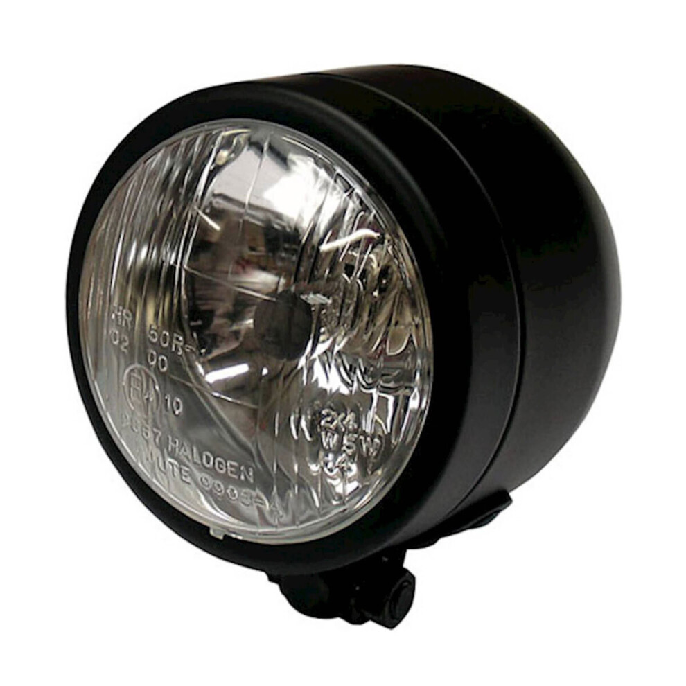 Bike It Universal Dominator Halogen Bulb Round Headlight With Bottom Mount Matt - H4 12V 60/55W Black 5034862218957