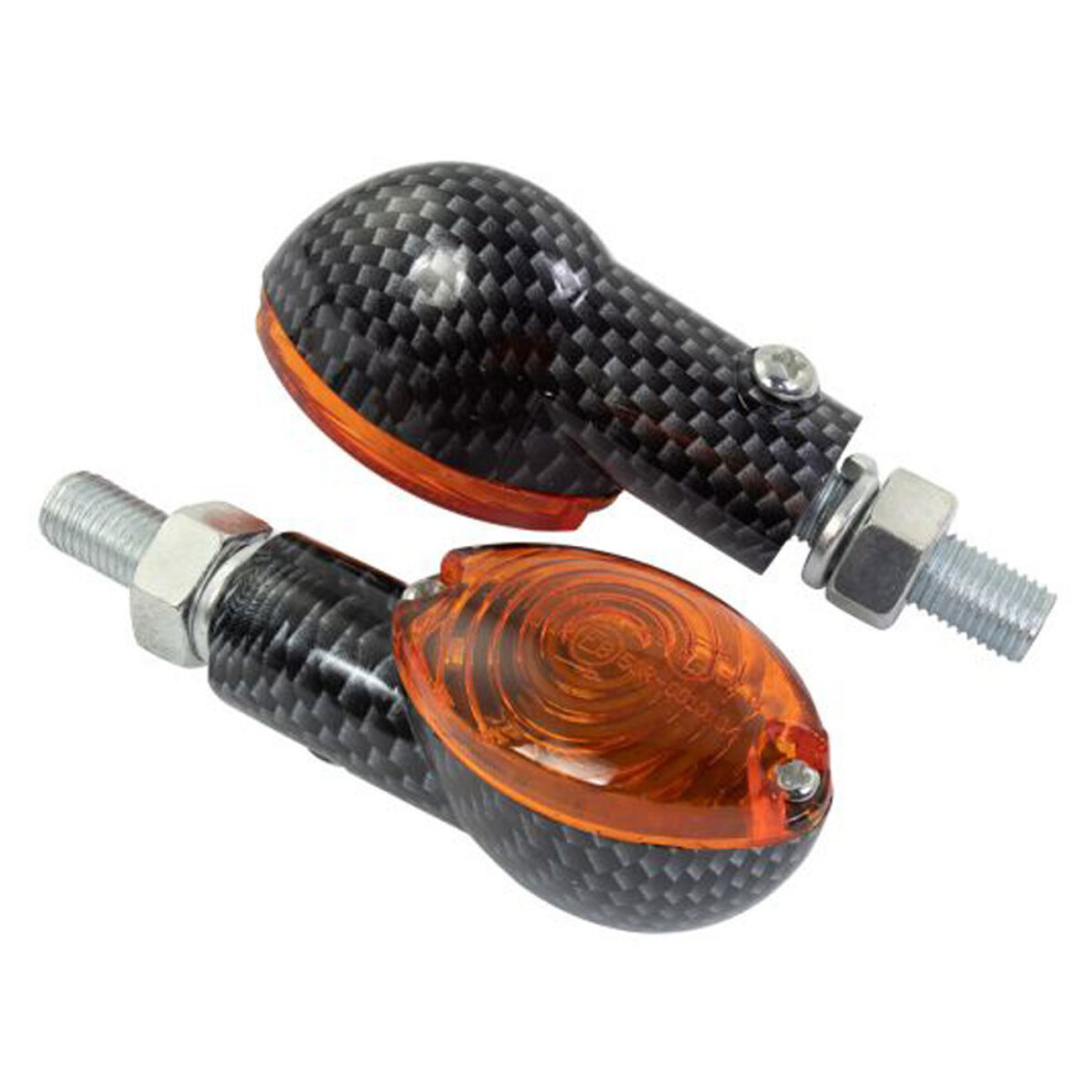 Bike It Cat Eye Mini Indicators With Carbon Body & Lens Amber 5034862219862
