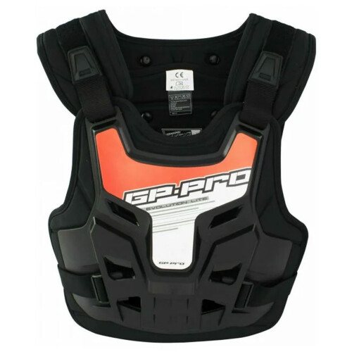 (L/XL) Bike It GP-Pro Evolution Lite Chest / Back Protector Black With Orange Sticker