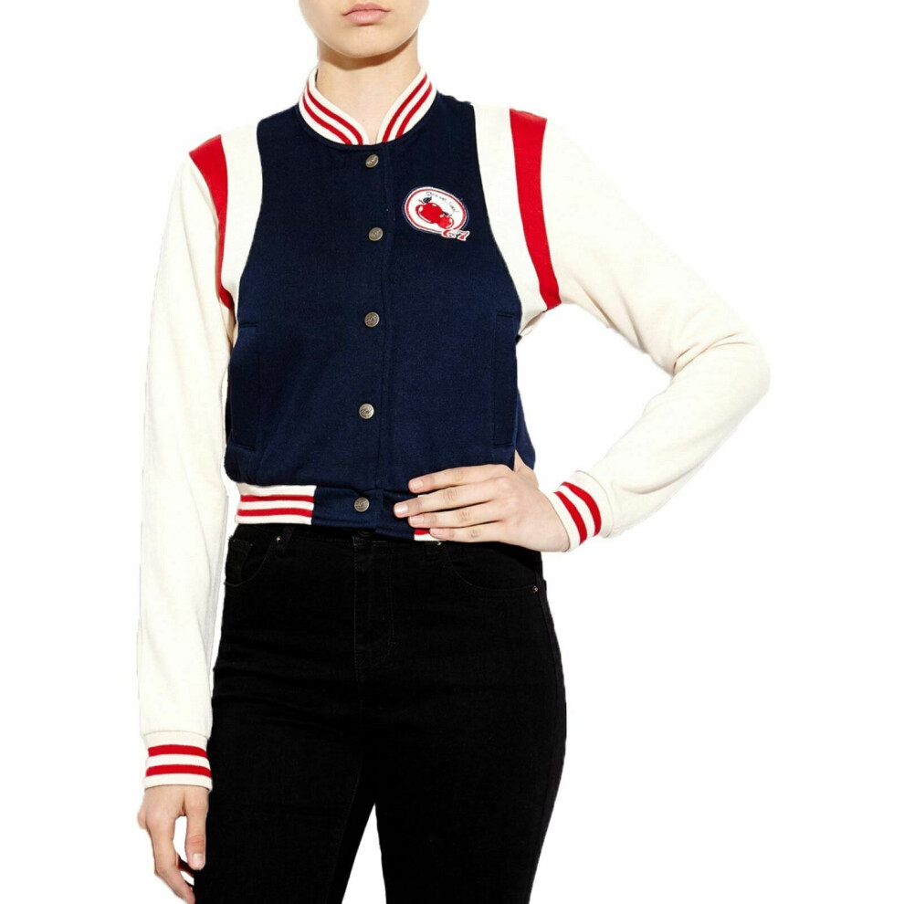 (UK 10) Ladies Casual Tops Sports Varsity Baseball Jacket