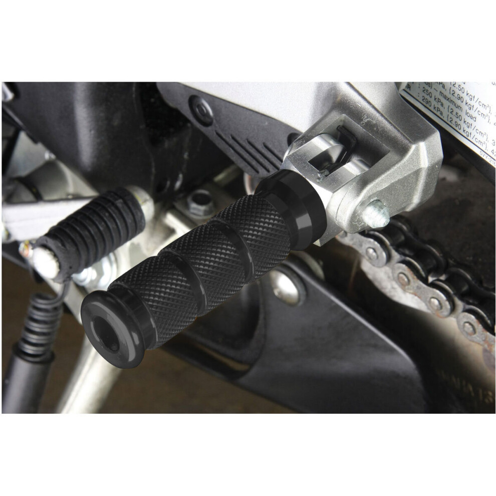 Biketek Alloy Round Sports Pillion Footpegs For Yamaha Black 5034862204608