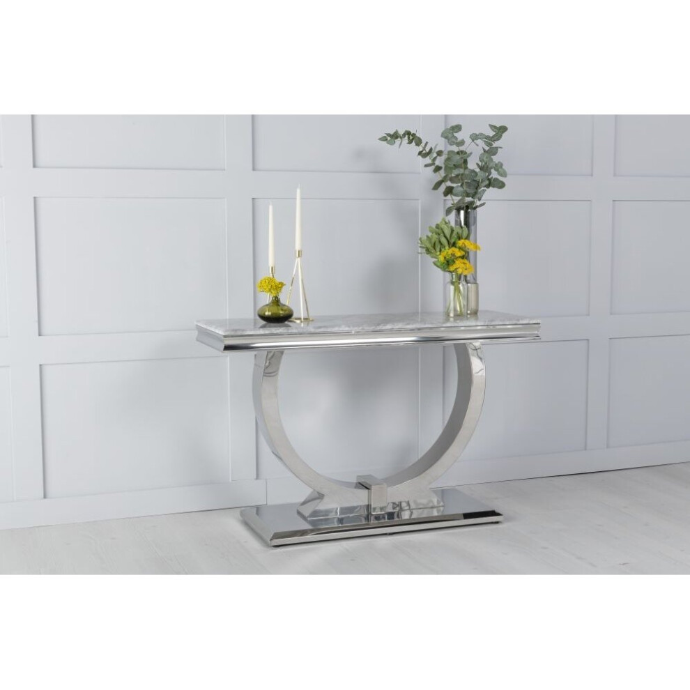 Glacier Grey Marble and Chrome Console Table