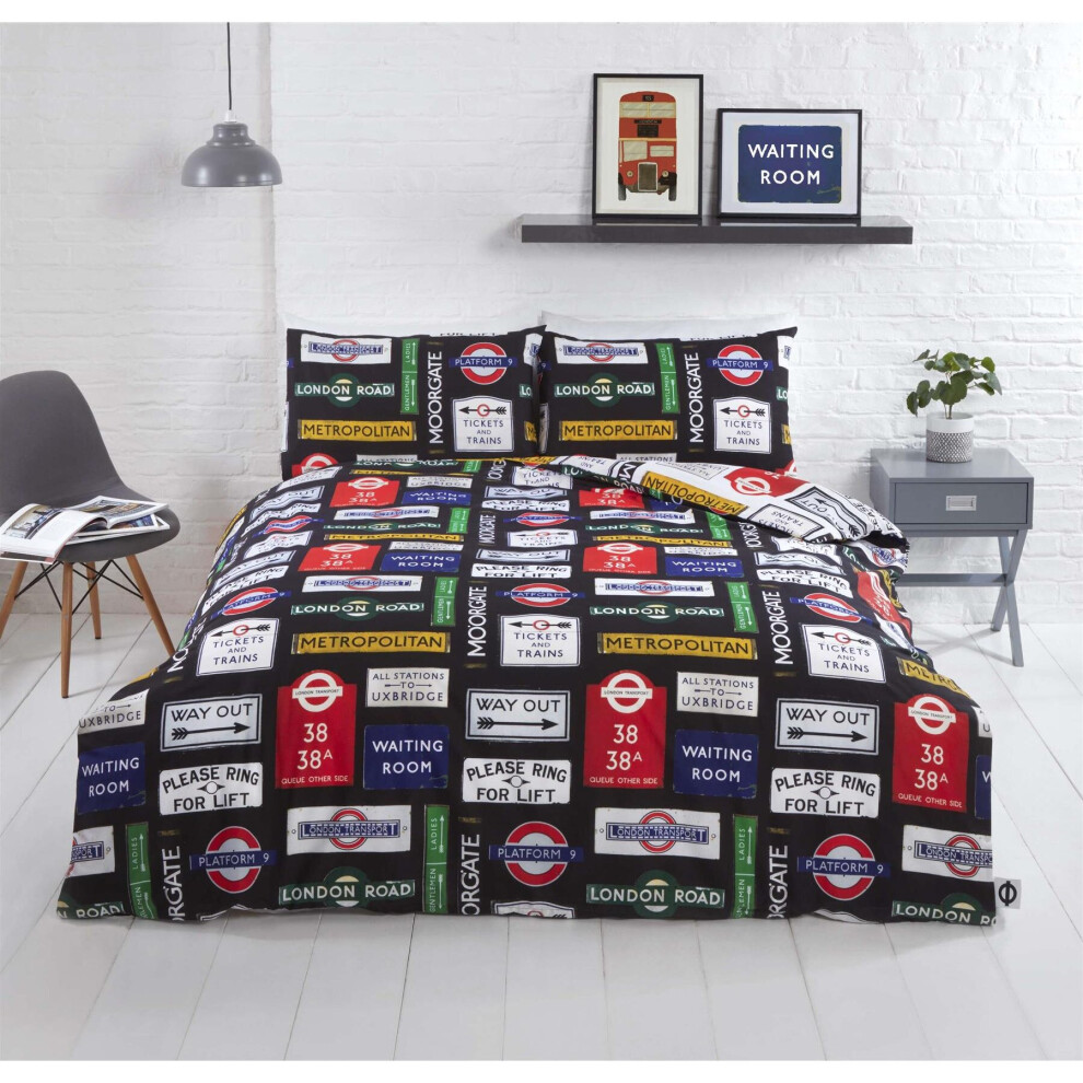 Rapport Home (Double) London Signs Duvet Cover Set Multi Bedding Set