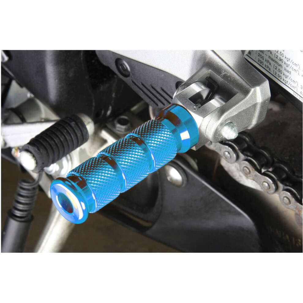 Biketek Alloy Round Sports Pillion Footpegs For Yamaha Blue 5034862204615