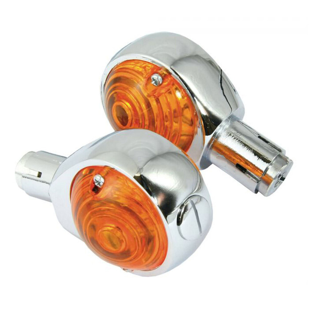 Bike It 22Mm Handlebar Bullseye Indicator With Chrome Body & Lens - One Piece Amber 5034862057761