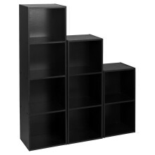 (Black) Set of Wooden Cube Bookcase Shelves Storage