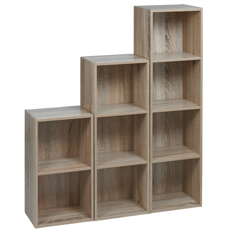 Urbn Living (Antique Oak) Set Of Wooden Cube Bookcase Shelves Storage Brown