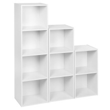 (White) Set of Wooden Cube Bookcase Shelves Storage